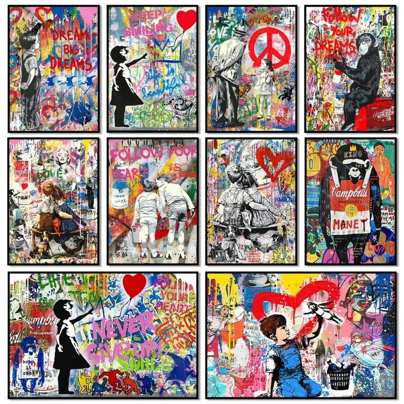 Resin Art On Canvas - Arte de rua estilo graffiti, Banksy,