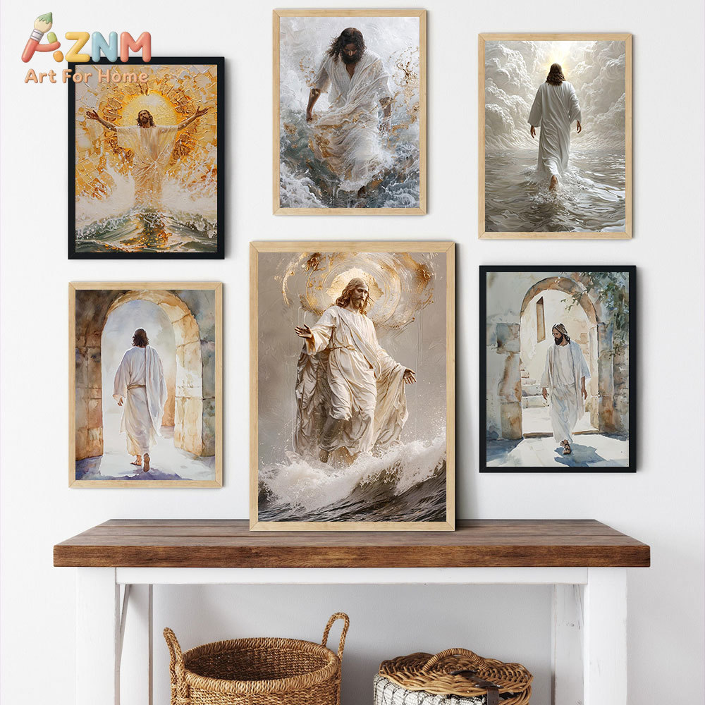 Resin Art On Canvas - AZNM Impressão em Tela Jesus Cristo