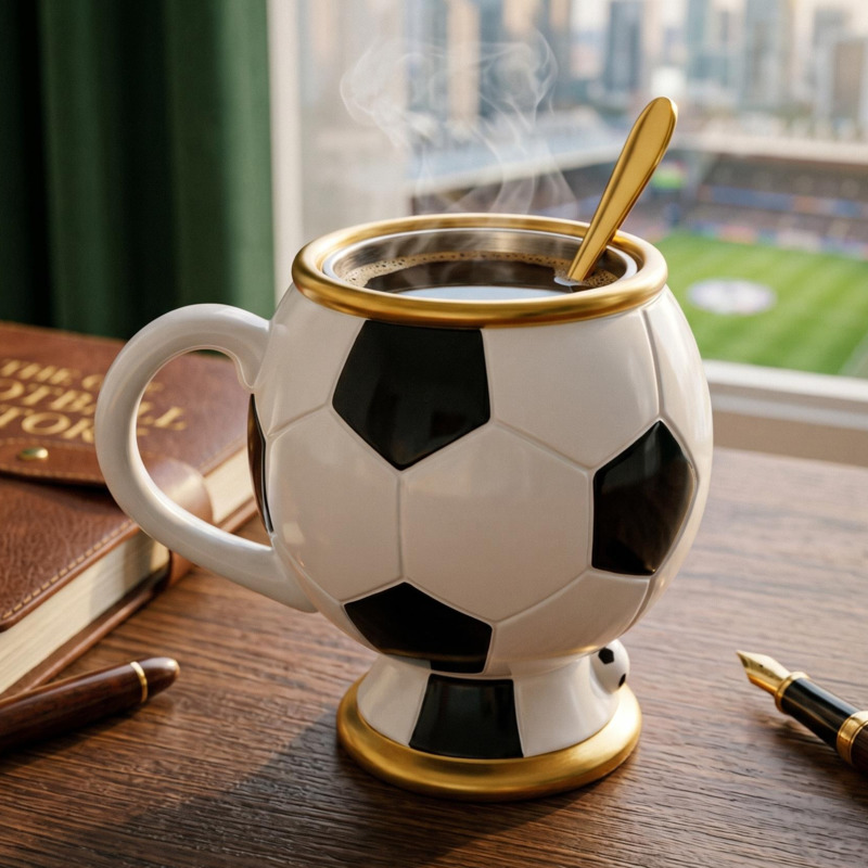Resin Art Coffee Table - Caneca de Café de Futebol em