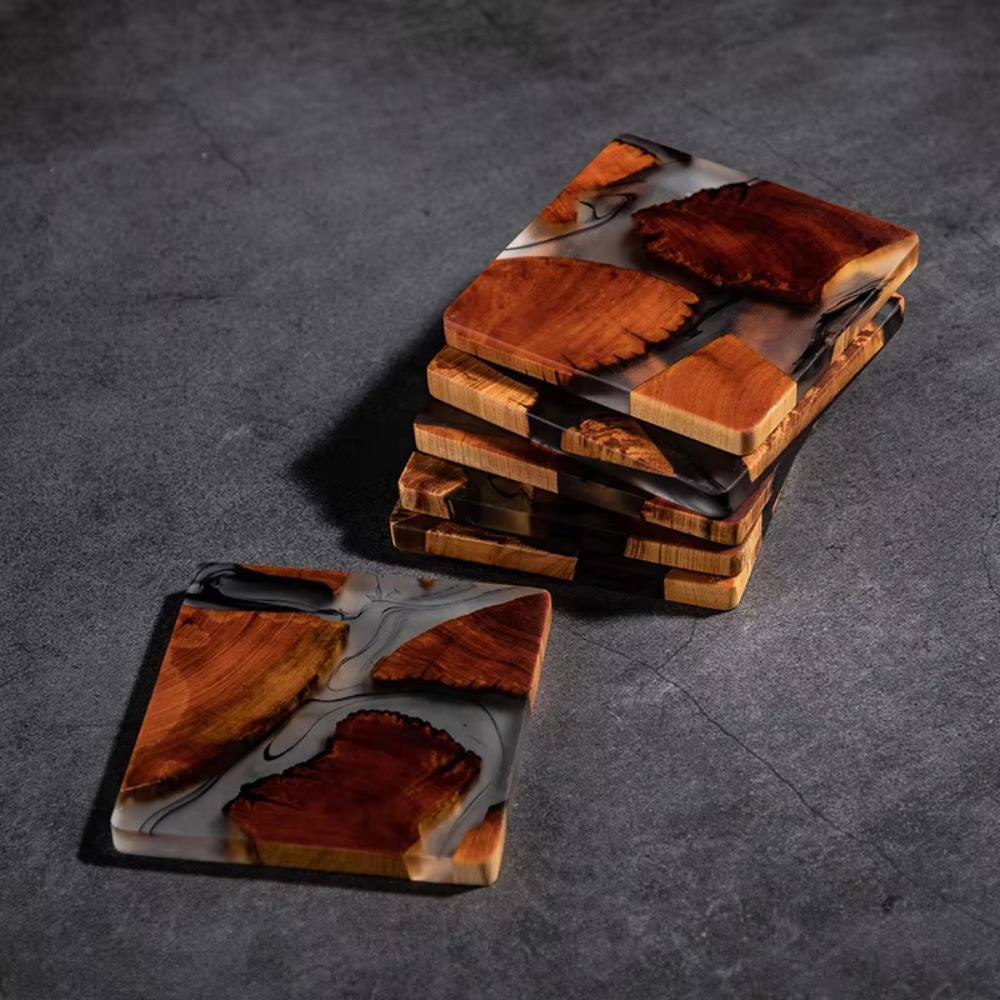 Resin Art Coffee Table - Coasters de resina de madeira almofada