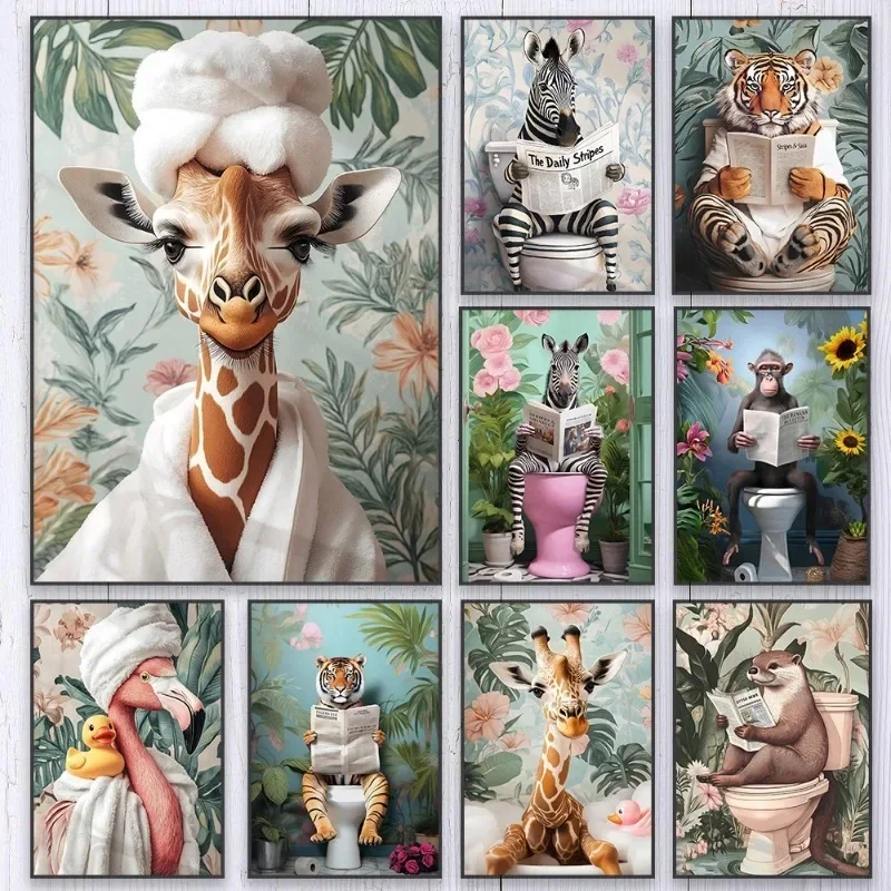 Resin Art On Canvas - Zebra no banheiro cartaz do banheiro