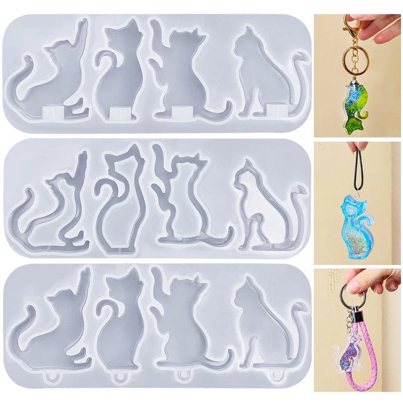 Diy forma de gato chaveiro pin - Resin Art Stone avaliação e preço