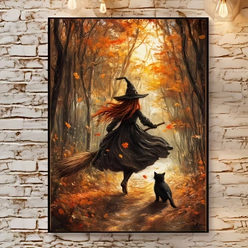 Arte de parede retrô de bruxa  - Resin Art On Canvas avaliação e preço