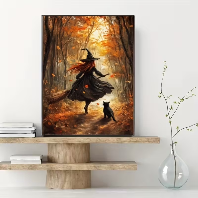 Arte de parede retrô de bruxa  - Resin Art On Canvas avaliação e preço